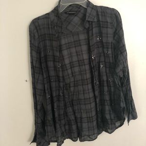 Dark plaid button up